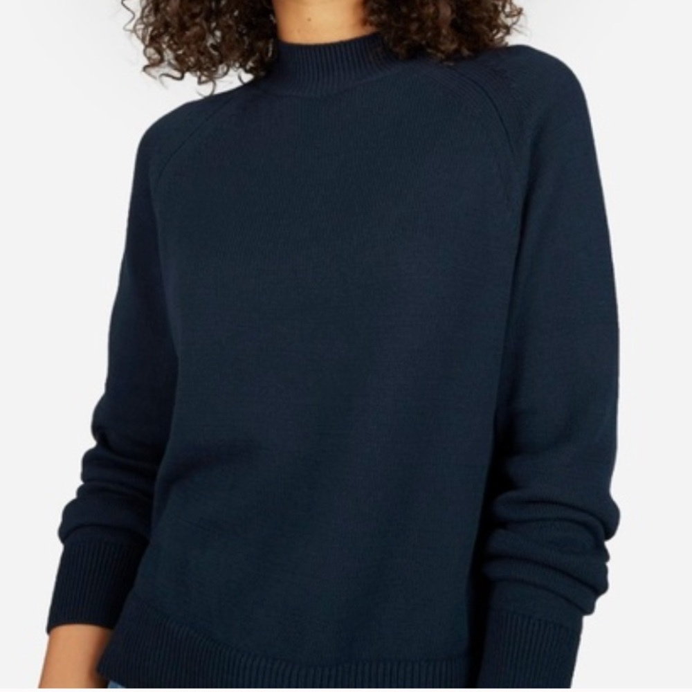 Everlane 100% cotton mockneck navy sweater, small